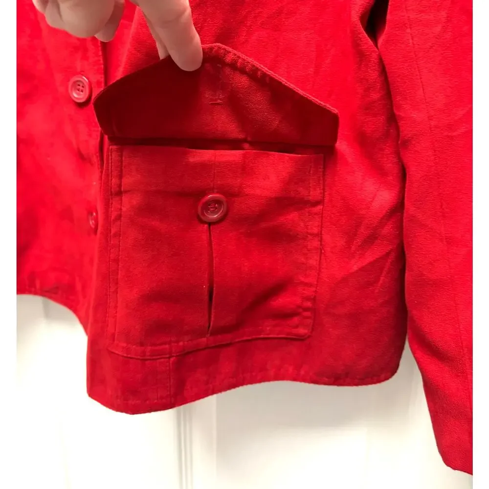 Alfred Dunner Jacket Red Women’s Plus Size 20 Shoulder Pads Button Front Lined